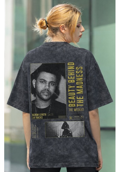 Tasarım The Weeknd Madness Rapper Şarkıcı Sırt Baskılı Unisex Ove Siyah