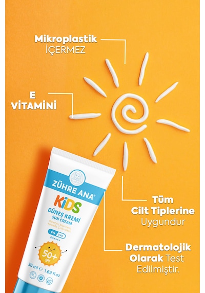 Kids Çocuk Güneş Kremi Spf 50+ Uva Uvb Leke Karşıtı Yüksek Koruma + E Vitamini 50 Ml