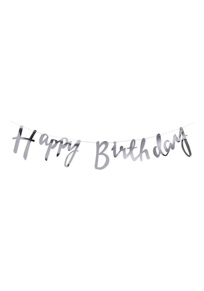 Uzar Yazı Banner Happy Birthday Gümüş