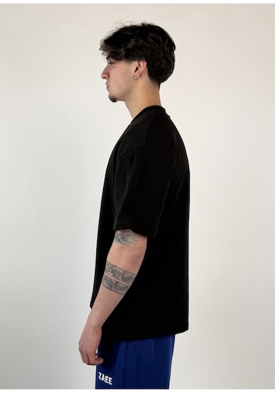 Zaee 2m Motive Taşlı Oversize T-shirt Mavi