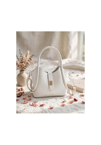 Names Bag Kilitli Tek Saplı Kadın Mini El Ve Omuz Çantası Beyaz Beyaz