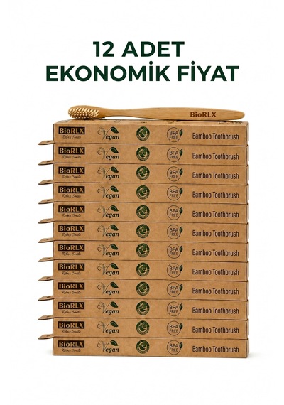 Bambu Diş Fırçası Medium 12 Adet Çevre Dostu Bpa Free - Bamboo Toothbrush