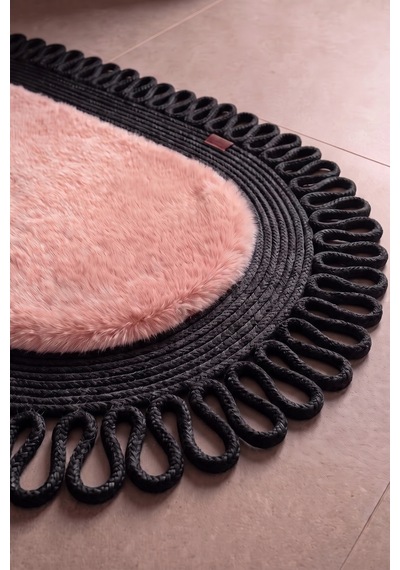 Banyo Paspası Takımı 60x100+40x60 Cm Dış Trikot Pembe & Siyah