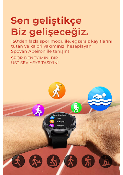 Spovan Apeiron Tansiyon Ölçer Akıllı Saat (Distribütör Garantili)