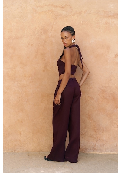 Mai Collection Mai Studios Co. Lvdovila Bordo Keten Crop Yelek Pantolon Takım Bordo Mai Collection Mai Studios Co. Lvdovila Bordo Keten Crop Yelek Pantolon Takım Bordo