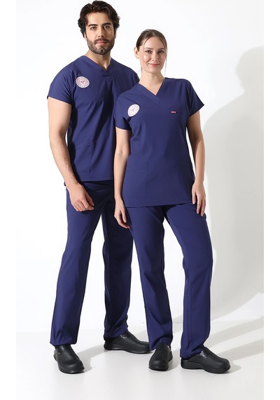 Bflex Unisex Likralı Yarasa Kol Takım Patroit Blue Hemşire