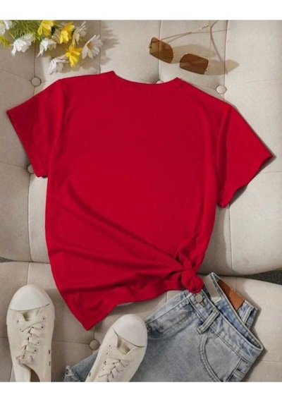 Kozia Outdoors Malkoçbey Kurdela Baskılı Oversize Unisex Basic T-shirt Kirmizi