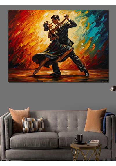 Ahşap Tablo Ateşler İçinde Dans Eden Çift