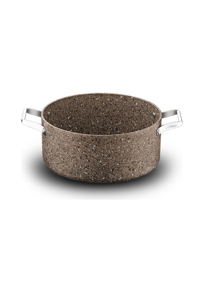 Brioni Stone Age Çizilmez Yanmaz Yapışmaz Terra 28 Cm Derin Tencere Kahverengi
