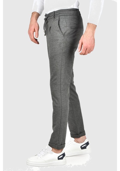 Deepsea Erkek Füme Beli Lastikli Slim Fit Likralı Duble Paça Penye Spor Pantolon 2502385 Füme