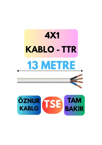 Öznur 4x1 Ttr Kablo Metre Seçenekli Beyaz - 13 Metre