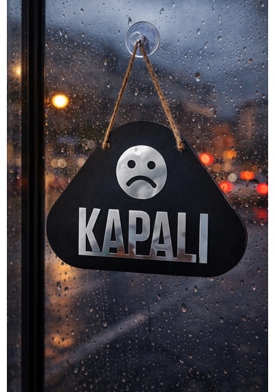 Ahşap Üzeri Gümüş Aynalı Pleksi Emoji Figürlü Açık-kapalı Tabelası