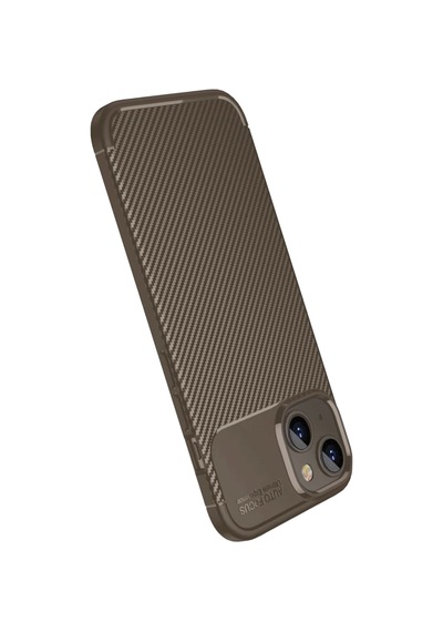 Bezos İphone 15 Uyumlu Kılıf Auto Focus Karbon Kapak - Kahverengi Ob