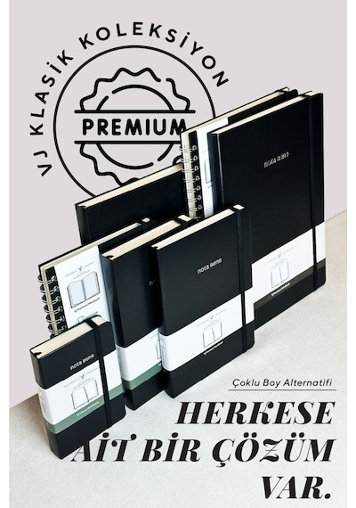 Nota Bene Classic Sert Kapak Defter, 9x14 Cm, Çizgili Siyah