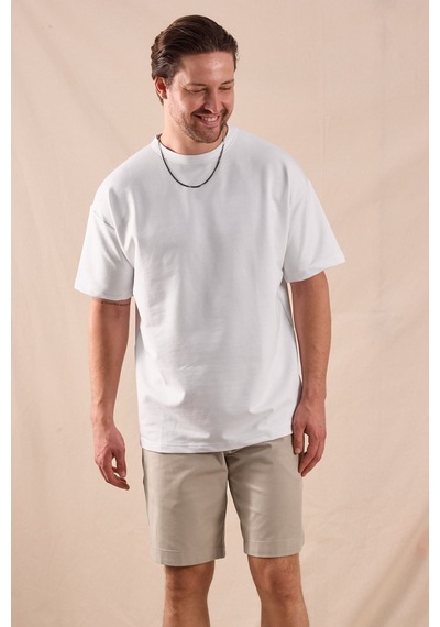 Tonny Black Rahat Kalıp Oversize Kesim T-shirt Erkek Beyaz T-shirt Tbtshrt020