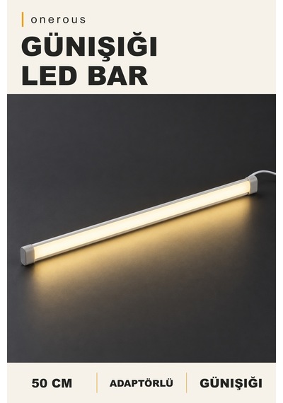Onerous 50 Cm Günışığı Led Bar, Adaptörlü, Tezgah Altı Aydınlatma Sarı