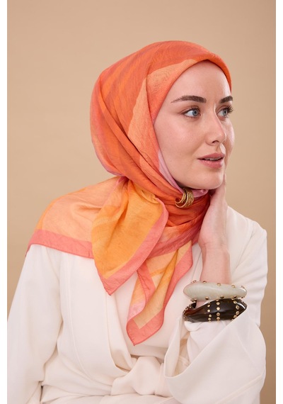 Silk Home Olinda İpek Eşarp 47005-10 Somon, Şeftali, Turuncu, Kırmızı, Bordo