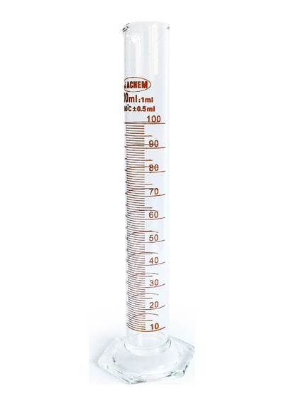 ACHEM 100ml Cam Mezür Uzun Form Kırmızı Skala