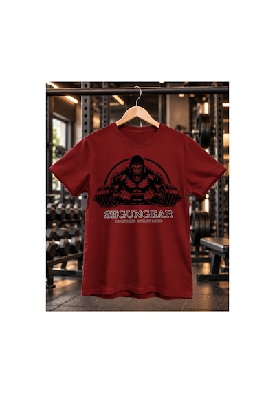 Segungear Gorilla Erkek Regular Fit Baskılı Spor Tişört Bordo - 933735859 Bordo