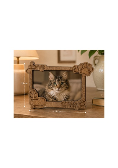 Arliadesign Kişiye Özel Kedi Fotoğraf Çerçevesi Ahşap Patili Çerçeve