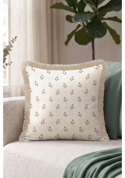 Çiçek Tomurcuk Motifli Saçaklı Yastık Kılıfı - Romantik Floral Mavi Vizon Püsküllü Kırlent Kılıfı Kayıp Esinti Ritüel Çiçek Tomurcuk Motifli Saçaklı Yastık Kılıfı - Romantik Floral Mavi Vizon Püsküllü Kırlent Kılıfı Kayıp Esinti Ritüel
