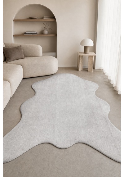 Apexa Peluş Post Şeklinde Halı Gri Yumuşak Kaymaz Tabanlı Yıkanabilir Salon Antre Oda Halısı Polyester Modern