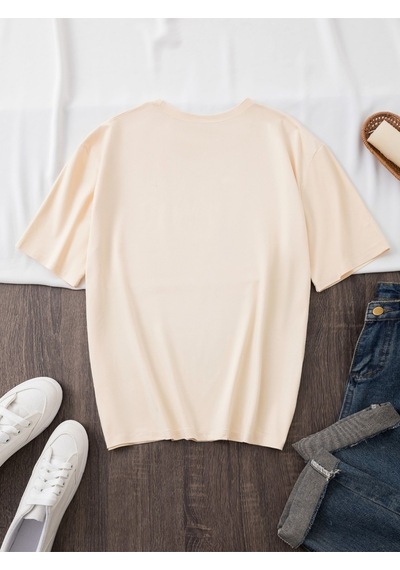 Uyguntarz Unisex Smile Baskılı Tasarım Tshirt Bej