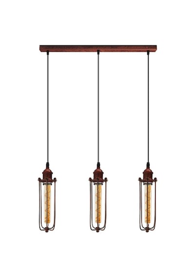 Riolight Vintage,retro,rustik Bakır Fırçalı Patine 3xe27 Kafes Masa Üstü Sarkıt Avize Uzunluk:60cm Bakır