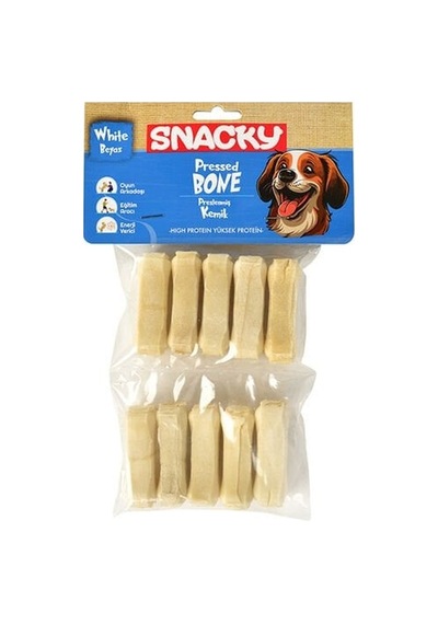 Snacky Beyaz Preslenmiş Yüksek Proteinli Köpek Çiğneme Kemiği 10'lu 110 G