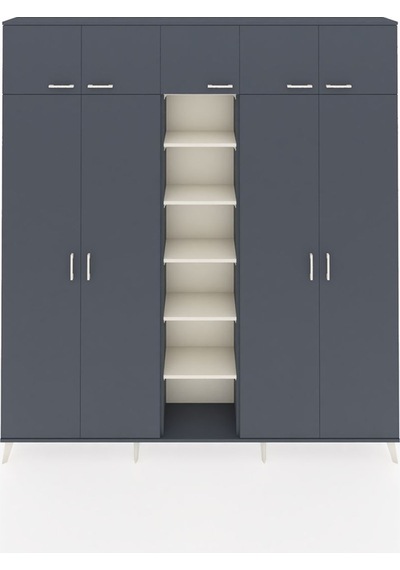Arges Dolap 12 Raflı 9 Kapaklı 2 Askılı 220x30x243 Antrasit-antrasit/aytaşı Antrasıt/aytası Arges Dolap 12 Raflı 9 Kapaklı 2 Askılı 220x30x243 Antrasit-antrasit/aytaşı Antrasıt/aytası