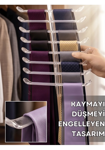 Beylini 16 Gözlü Plastik Kravat Askılığı Dayanıklı Plastik Kravat Kemer Şal Eşarp Atkı Dolap İçi Organizer Beyaz