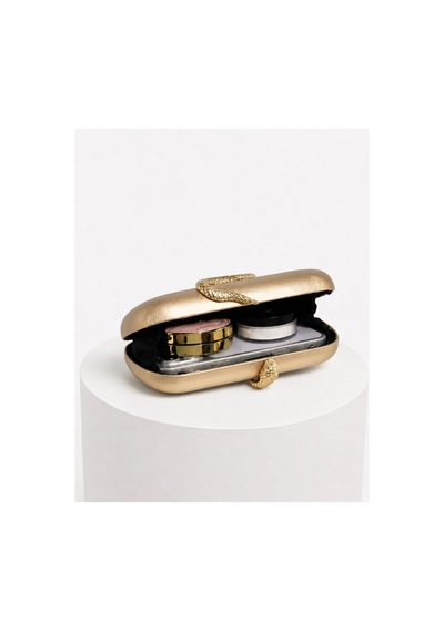 Aylesh Serpente Gold Yılan Detaylı Clutch Çanta Altın Altın