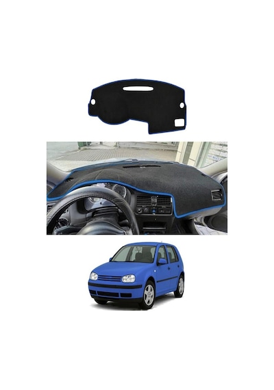 Volkswagen - Golf 4 1997-2006 Uyumlu Torpido Koruma Kılıfı - Mavi Şeritli
