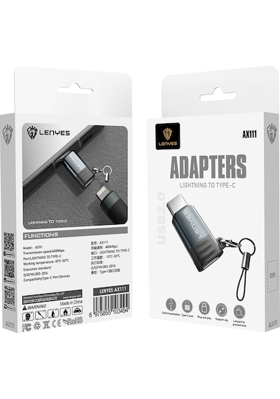 Lenyes Ax111 Lightning To Type-c Çevirici Otg Adaptör Siyah Siyah