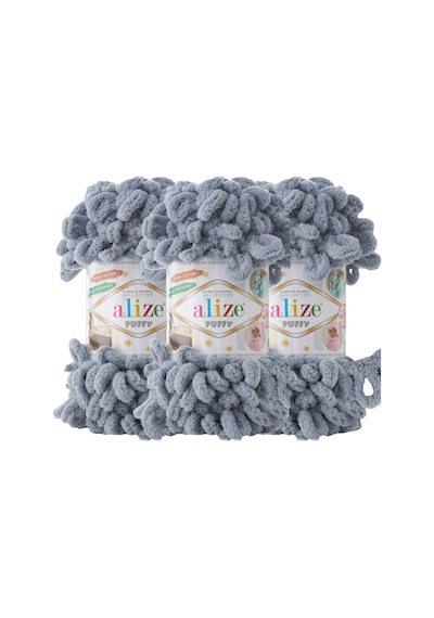 Puffy 3 Lü Paket El Örgü İpi - Şişsiz 100g X 3 Adet Renk No: 428 - Orta Gri