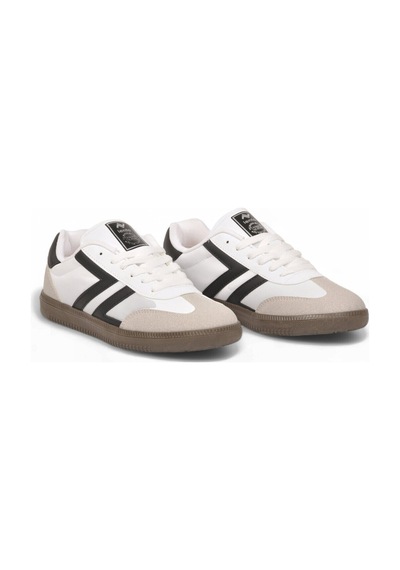 Lento Beyaz-siyah Bağcıklı Hafif Rahat Unisex Yürüyüş Ve Spor Ayakkabı Sneaker 234750 Beyaz - Siyah