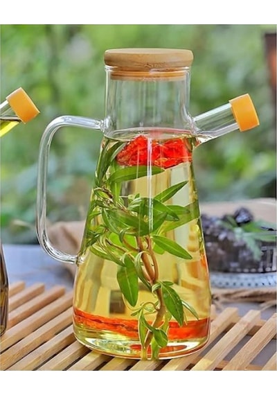 Borosilikat Cam 900 Ml. Yağdanlık Renkli