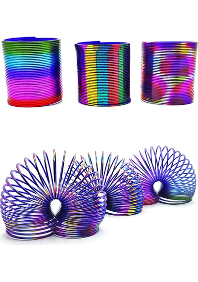 Metalik Renkli Stres Yayı Desenli Oyuncak Stres Yayı - 5 Cm Çapında - 2 Adet