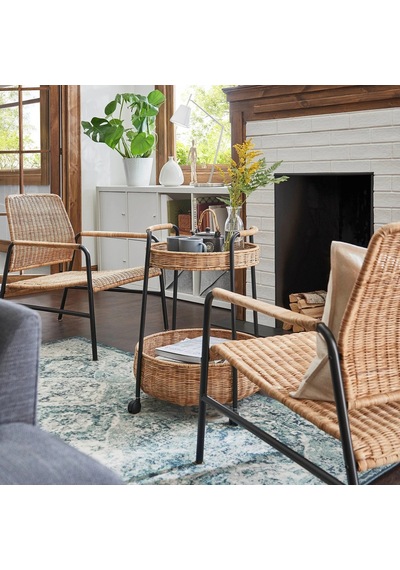 Ikea Beyaz Modern Berjer Koltuk - Rattan Koltuk