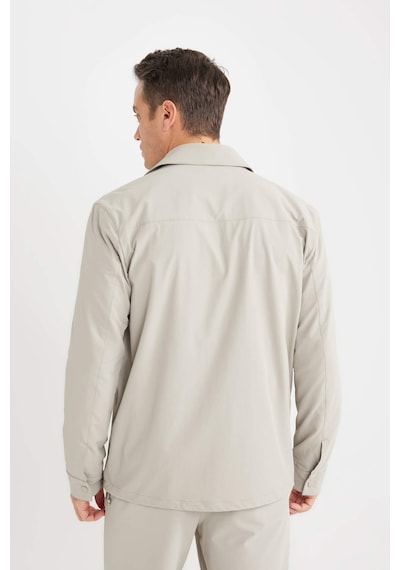 Defacto Regular Fit Polo Yaka Çıtçıt Kapamalı Cepli Teknik Gömlek Ceket B7396AX25SP Gri
