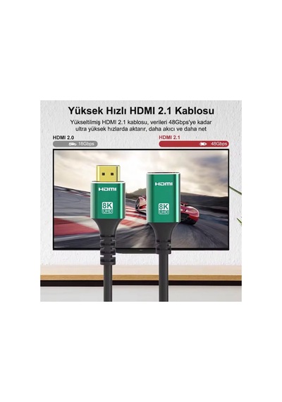 8k Hdmı 2.1 Görüntü Kablosu Uzatıcı - Erkek Dişi Dönüştürücü 48gbps Ultra Hd Aktarım Kablosu-hc800220f