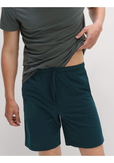 Marks & Spencer Pure Cotton Geometrik Desenli Pijama Takımı T07000098 Yeşil