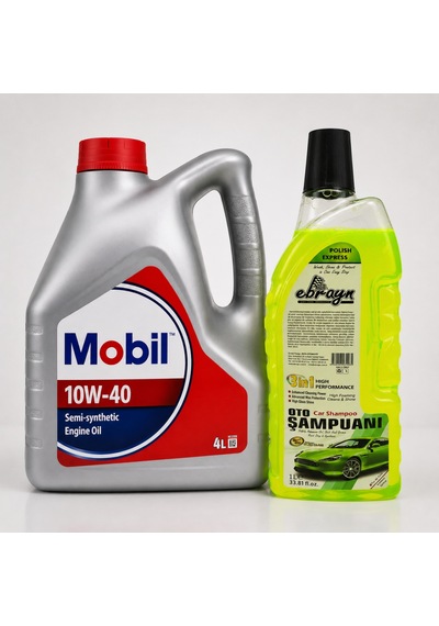 Mobil 10W-40 Motor Yağı 4 L + Oto Şampuan 1000 ML