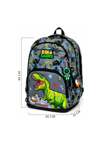Denokids Dinozor Erkek Çocuk İlkokul 4'lü Çanta Seti - Sırt Çantası Beslenme Çantası Kalem Kutusu Anahtarlık