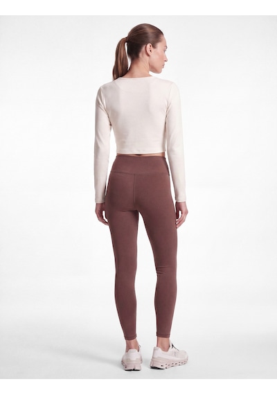 Koton Slim Fit Uzun Kollu Bisiklet Yaka Crop Spor Tişört Ekru 7wak10091nk