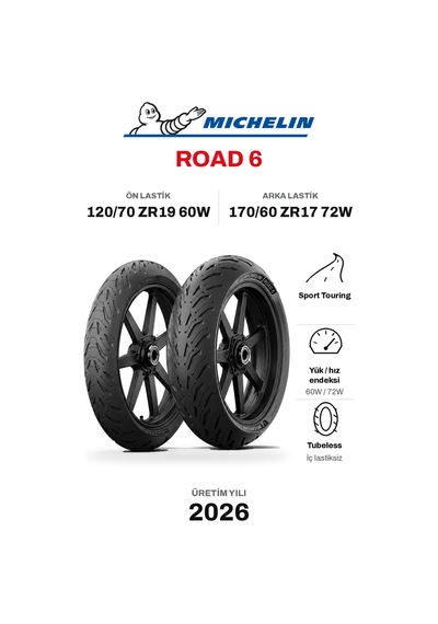 Michelin Road 6 120/70 Zr19 60w - 170/60 Zr17 72w Ön Arka Motosiklet Lastik Takımı Michelin Road 6 120/70 Zr19 60w - 170/60 Zr17 72w Ön Arka Motosiklet Lastik Takımı