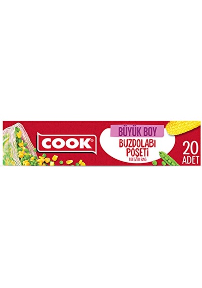 2 Adet Cook Buzdolabı Poşeti Büyük Boy 30x45 Cm 20 Yaprak