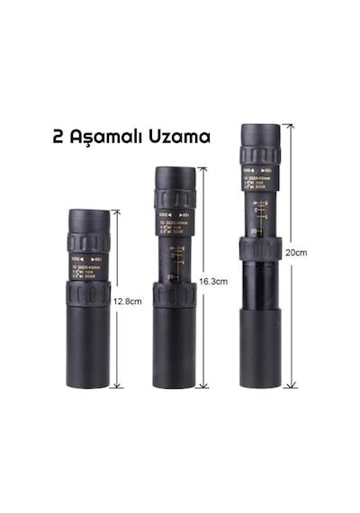 Triline 10-300x40mm Zoom Monoküler Teleskop Taşınabilir Dürbün Siyah
