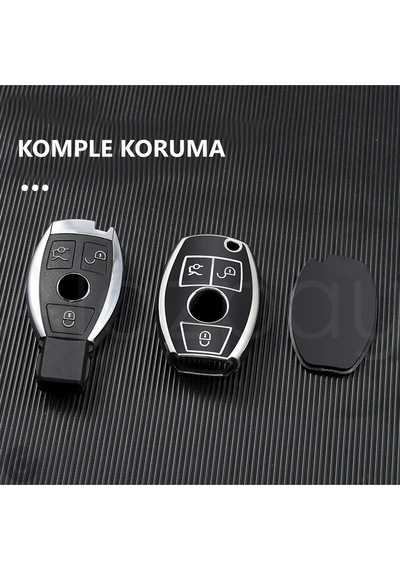 Mercedes A B C E S G Serisi Gl Gla Glc Cla Cls Amg W212 W205 W204 Gümüş Tpu Anahtar Kılıfı Siyah