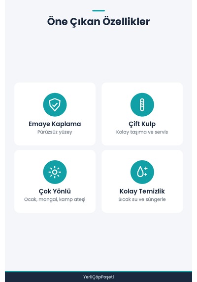 Emaye Kavurma Sacı Kulplu Geleneksel Pişirme Tavası Siyah